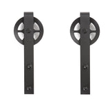 2 Pcs Black Rustic Carbon Steel Sliding Wood Barn Door Hardware Hanger Roller