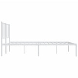 Metal Bed Frame with Headboard White 76"x79.9"