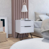 Nuvo 2 Nightstand; Two Drawers; Hairpin Legs