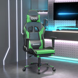 Massage Gaming Chair with Footrest Black&Green Faux Leather