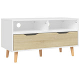 TV Cabinet White and Sonoma Oak 35.4"x15.7"x19.1" Engineered Wood