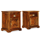 Bedside Cabinet 2 pcs 15.7"x11.8"x19.7" Solid Sheesham Wood