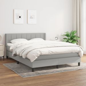 Box Spring Bed with Mattress Light Gray Full Fabric