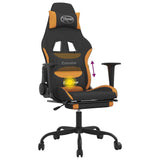 Massage Gaming Chair with Footrest Black and Orange Fabric