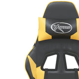 Gaming Chair with Footrest Black and Gold Faux Leather