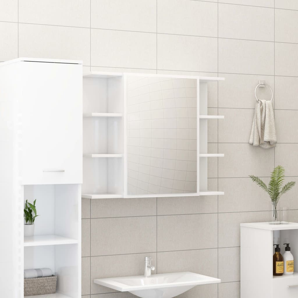 Bathroom Mirror Cabinet High Gloss White 31.5"x8.1"x25.2" Engineered Wood