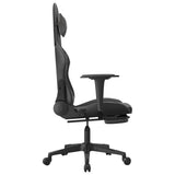 Massage Gaming Chair with Footrest Black&Gray Faux Leather