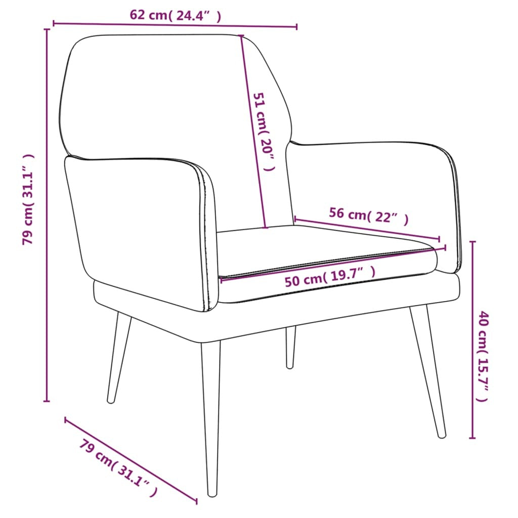 Armchair Dark Gray 24.4"x31.1"x31.1" Velvet