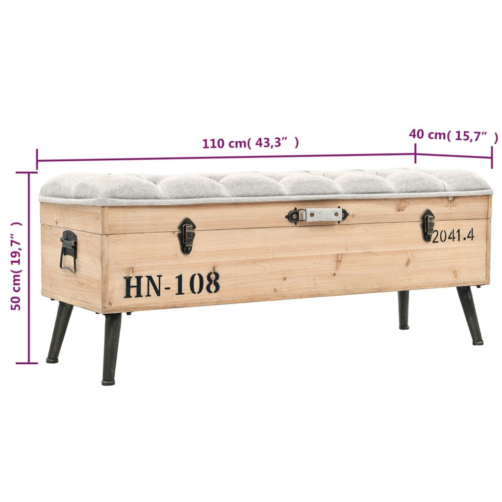 Storage Bench 43.3" Solid Wood Fir