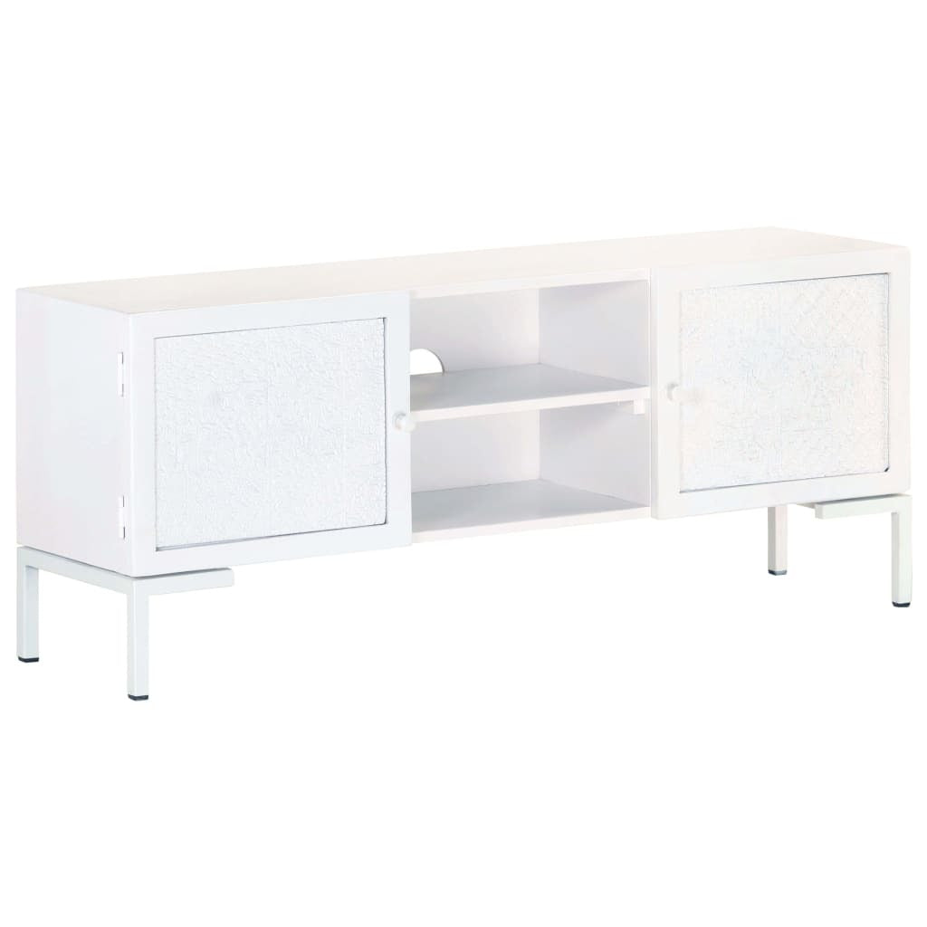 TV Cabinet White 45.3"x11.8"x18.1" Solid Mango Wood