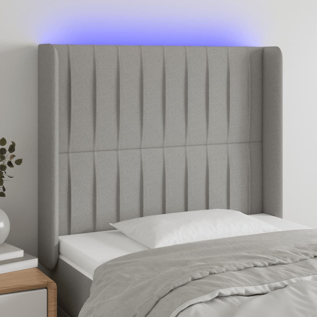 LED Headboard Light Gray 40.6"x6.3"x46.5"/50.4" Fabric
