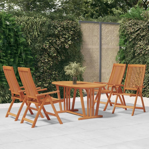 5 Piece Patio Dining Set Solid Wood Eucalyptus