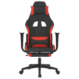 Massage Gaming Chair with Footrest Black and Red Fabric