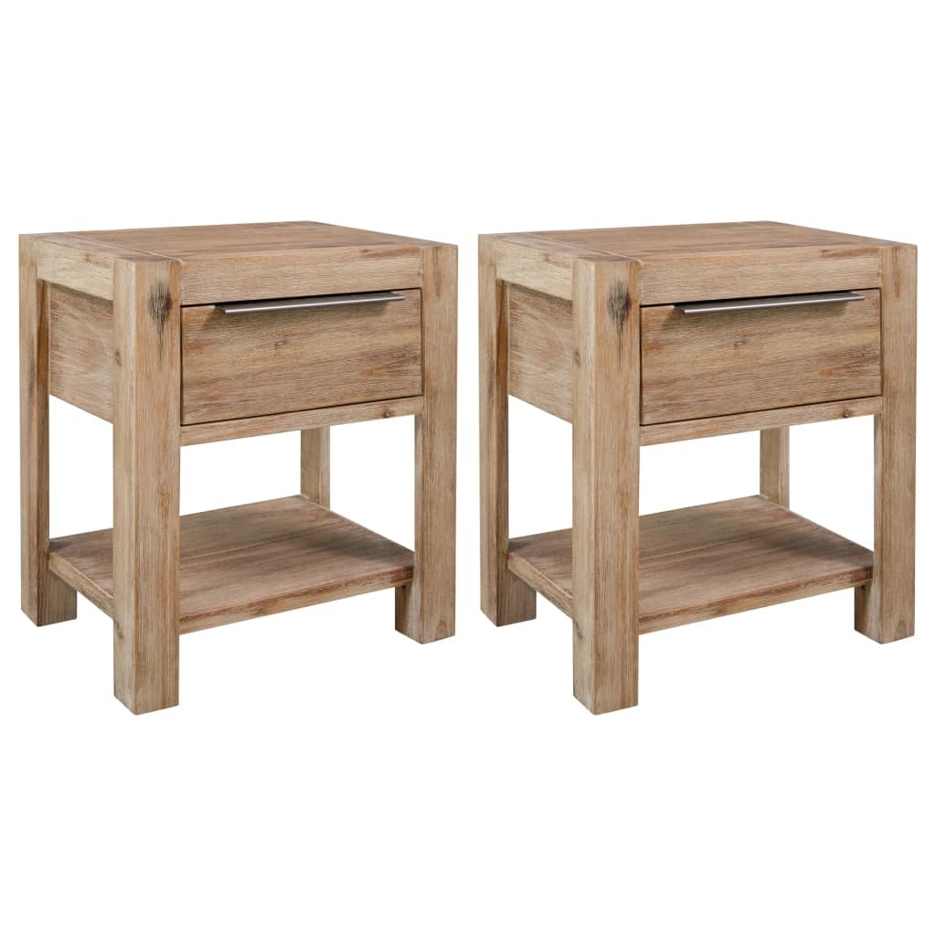 Nightstands with Drawers 2 pcs 15.7"x11.8"x18.9" Solid Acacia Wood