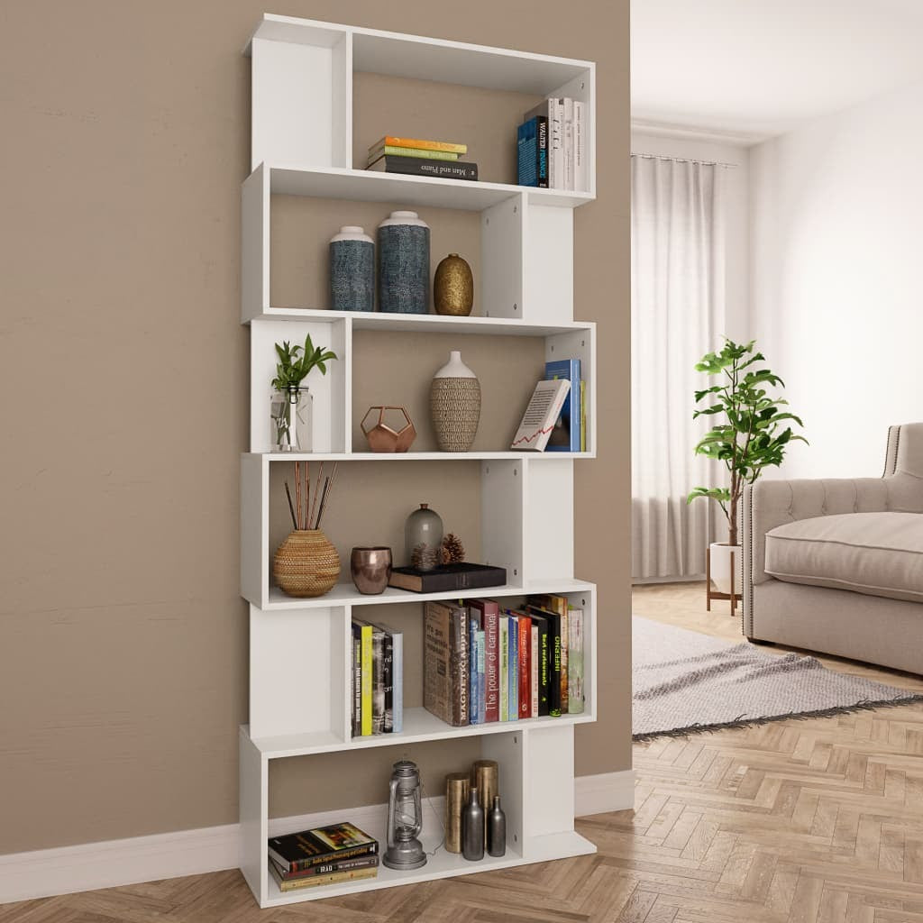Book Cabinet/Room Divider White 31.5"x9.4"x75.6" Engineered Wood