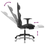 Gaming Chair with Footrest Black and Gray Faux Leather