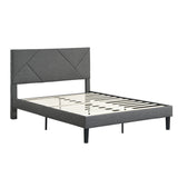 Full Size Upholstered Platform Bed Frame with Headboard;  Strong Wood Slat Support;  Mattress Foundation;  No Box Spring Needed;  Easy Assembly;  Gray