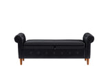 Multifunctional Storage Rectangular PU Leather Sofa Stool for Living Room