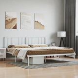 Metal Bed Frame with Headboard White 72"x83.9"