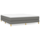 Box Spring Bed with Mattress Dark Gray 72"x83.9" California King Fabric