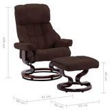 Swivel Recliner with Ottoman Brown Faux Leather and Bentwood