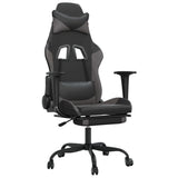 Gaming Chair with Footrest Black and Gray Faux Leather