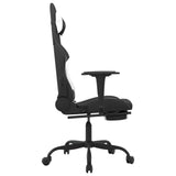 Massage Gaming Chair with Footrest Black and White Fabric