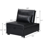Contemporary Faux Leather Folding Ottoman Sofa Bed  black