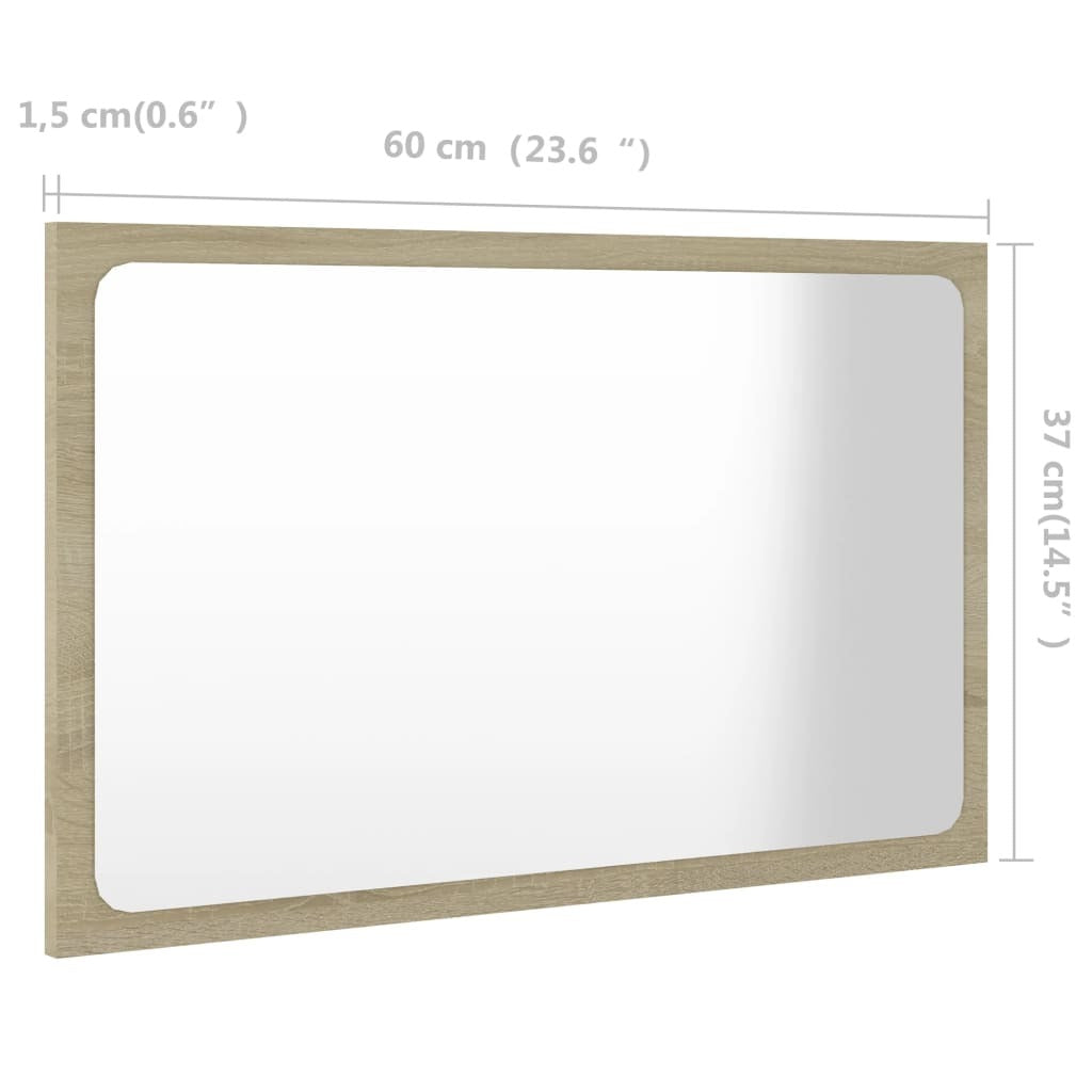 Bathroom Mirror Sonoma Oak 23.6"x0.6"x14.6" Engineered Wood