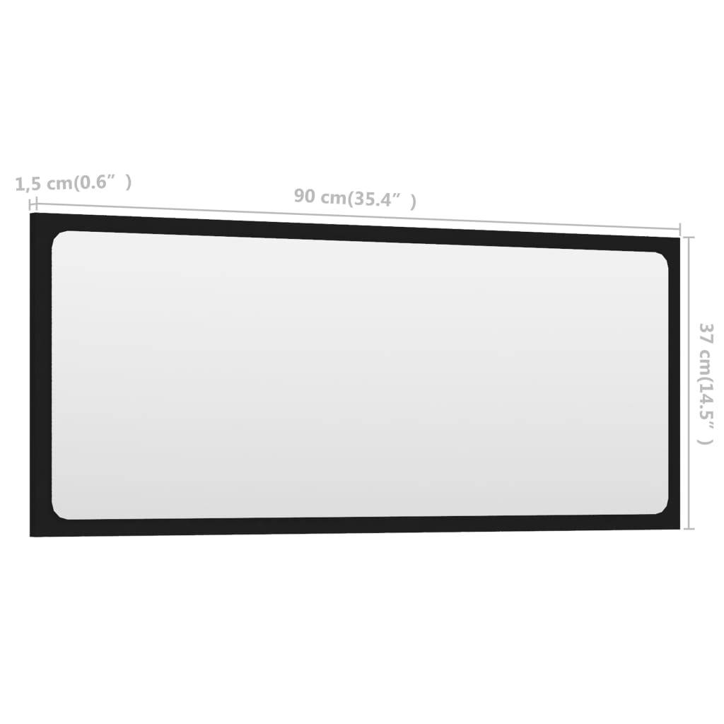 Bathroom Mirror Black 35.4"x0.6"x14.6" Engineered Wood