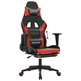 Gaming Chair with Footrest Black and Red Faux Leather