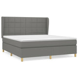 Box Spring Bed with Mattress Dark Gray California King Fabric