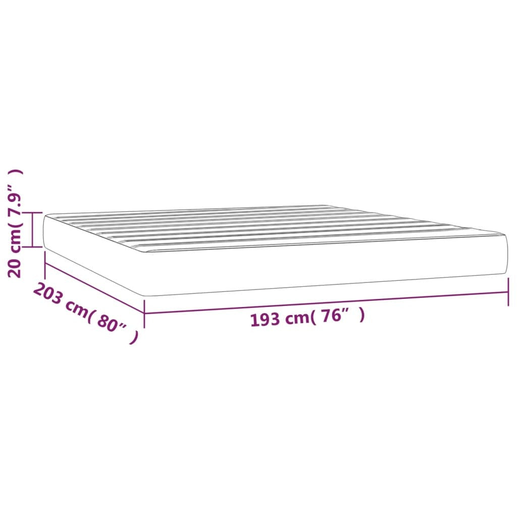 Pocket Spring Bed Mattress Light Gray 76"x79.9"x7.9" King Velvet