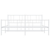 Metal Bed Frame with Headboard and Footboard White 76"x79.9"