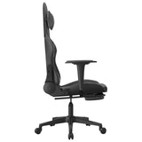 Gaming Chair with Footrest Black and Gray Faux Leather