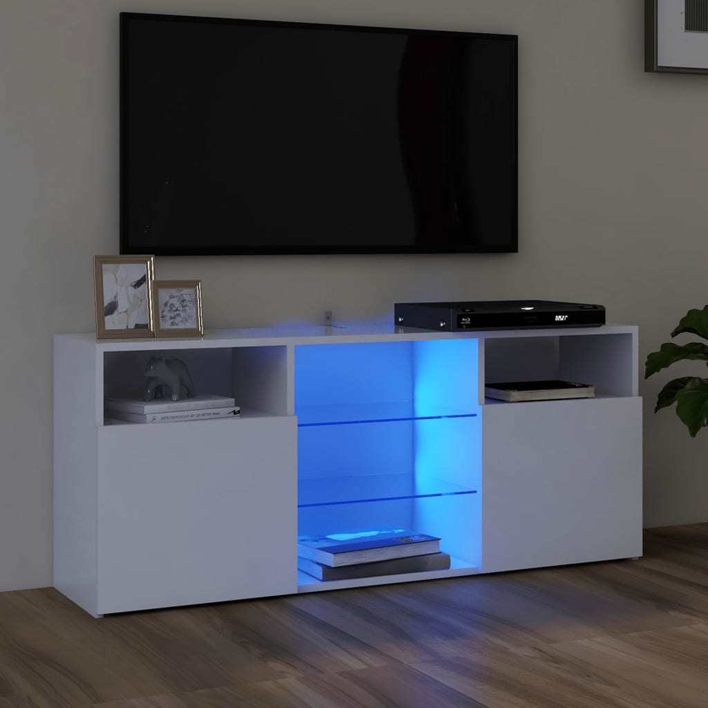 TV Cabinet with LED Lights White 47.2"x11.8"x19.7"