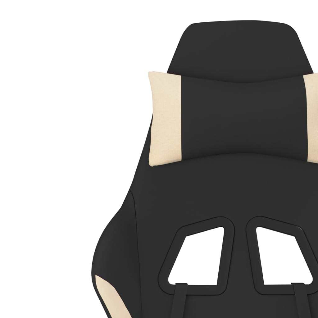 Gaming Chair with Footrest Black and Cream Fabric