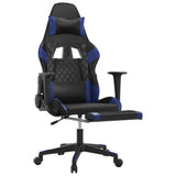 Gaming Chair with Footrest Black and Blue Faux Leather