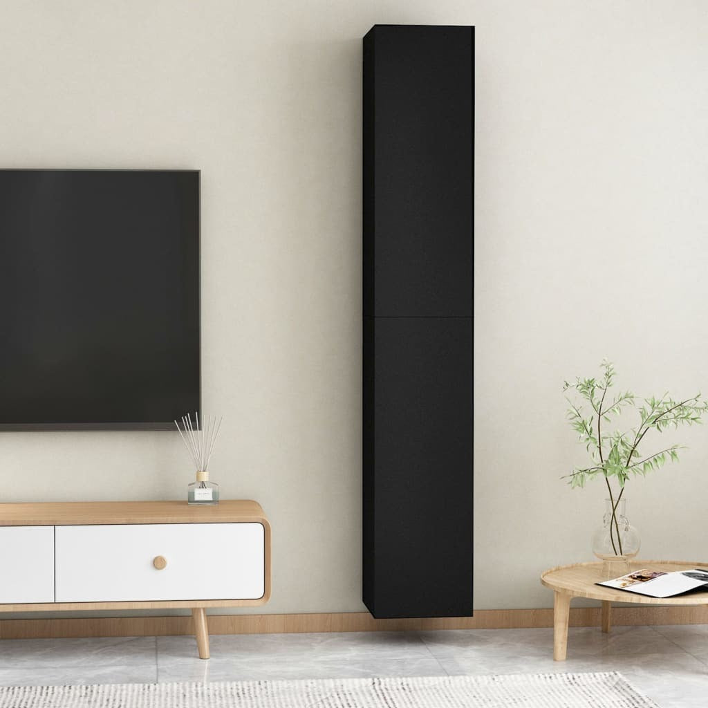 TV Cabinets 2 pcs Black 12"x11.8"x35.4" Engineered Wood
