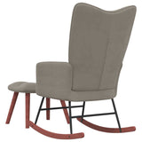 Rocking Chair with Ottoman Light Gray Velvet