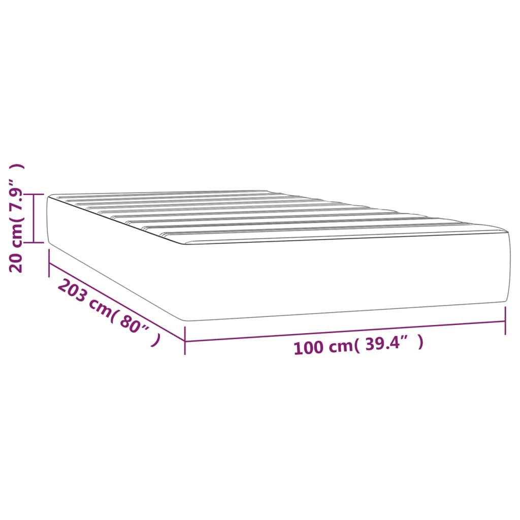 Pocket Spring Bed Mattress Light Gray 39.4"x79.9"x7.9" Twin XL Velvet