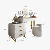 Makeup Vanity Set with LED Lighted Mirror, 5 Drawers, Modern Dressing Table