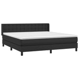 Box Spring Bed with Mattress Black King Faux Leather