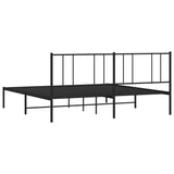 Metal Bed Frame with Headboard Black 72"x83.9"