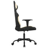 Gaming Chair with Footrest Black and Cream Fabric