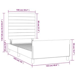 Bed Frame with Headboard Light Gray 39.4"x74.8" Twin Fabric