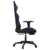 Gaming Chair with Footrest Black and Blue Faux Leather