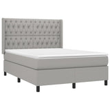 Box Spring Bed with Mattress&LED Light Gray Full Fabric