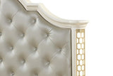 Jasmine Queen Size Tufted Upholstery &amp; LED Bed made with Wood in Beige
