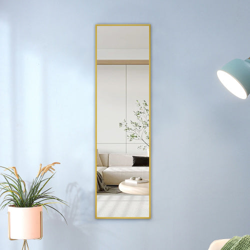 Golden Aluminium alloy Metal  Frame Arched Wall Mirror ,Bathroom Vanity Mirror, Bedroom Home Porch, Decorative Mirror, Clothing Store, Mirror, Wall Mounted. 48"*13.9"